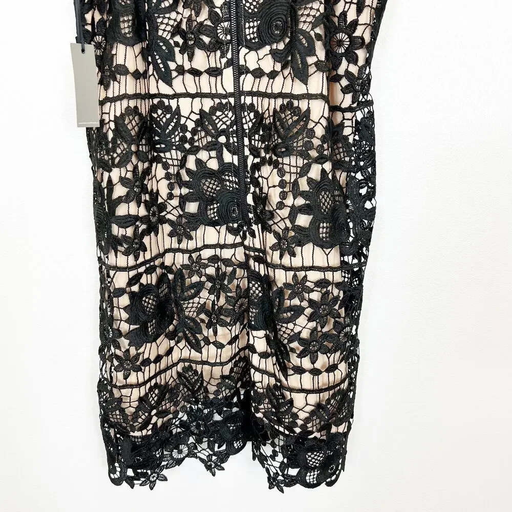 Lover's + Friends Caspian Shift Dress Black Crochet Lace Sleeveless Small NWT - Picture 8 of 14